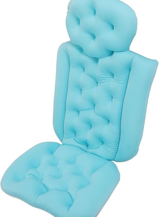 وسادة الاستحمام الزرقاء بتصميم مريح، تجف بسرعة مع قاعدة مانعة للانزلاق لحوض الاستحمام والسبا - Image 1